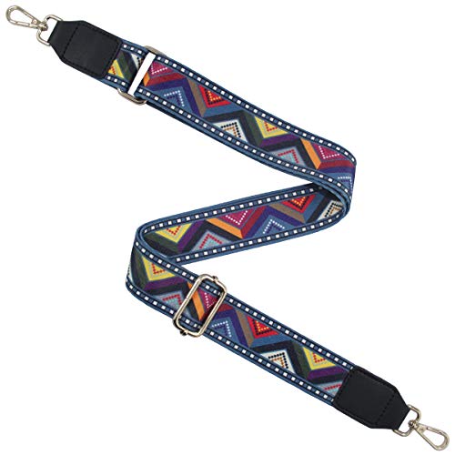 Image of Duwi Wide Handbag&Purse Strap Jacquard Woven Guitar Style Multicolor Replacement Strap Canvas Adjustable Crossbody Bag Strap