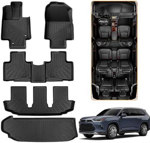 Amazon.com: 5PCS 2020-2024 for Toyota Highlander Floor Mats 7 Seats TPE ...