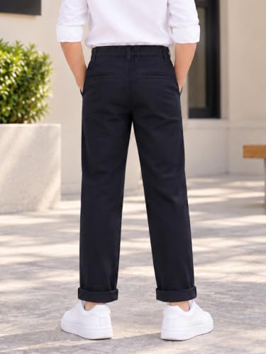 Image of KiddoPanti Boys 100% Cotton Twill Chinos Pant | Comfortable Regular Fit | 2 Side Pocket, 2 Back Pocket | Ankle Length | Back Elasticated Waistband with Button Zip Open Fly