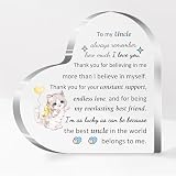Acrylic Plaque Uncle Men Birthday Father's Day Gifts Desk Heart Sign Cat Personalised Christmas Home Office Decoration My Uncle Retired Appreciate I Love You Reminder Souvenirs