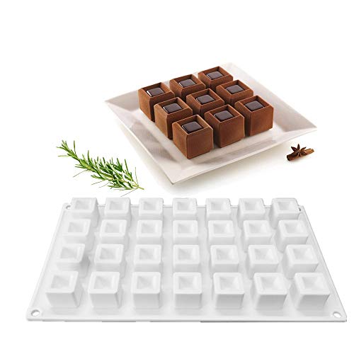 xiaoshenlu Moule à gâteau en Silicone, moules 3D pour Glace Chocolat Pâtisserie Dessert, 28 Trous Forme de rainure carrée