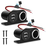 1PCS Dual USB Outlet Cigarette Lighter Socket Splitter with Blade Fuse, 12V 4.2A Car Charger Power Adapter Replacement Waterproof Plug Female 21W for RV Marine Boat Motorcycle Truck ATV UTV Van etc