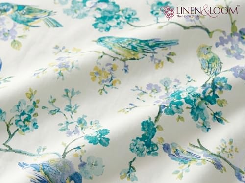 Image of Linen & Loom The Natural Collection - 100% Pure Cotton Single Bedsheet (60 x 90 Inches) with 1 Pillow Cover | 240 TC - Soft & Breathable Cotton Bed Sheet for Bedroom (Azure Song)