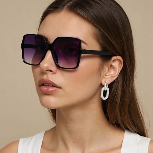 Retro Oversized Square Sunglasses for Women Big Large Wide Fashion Shades UV Protection2