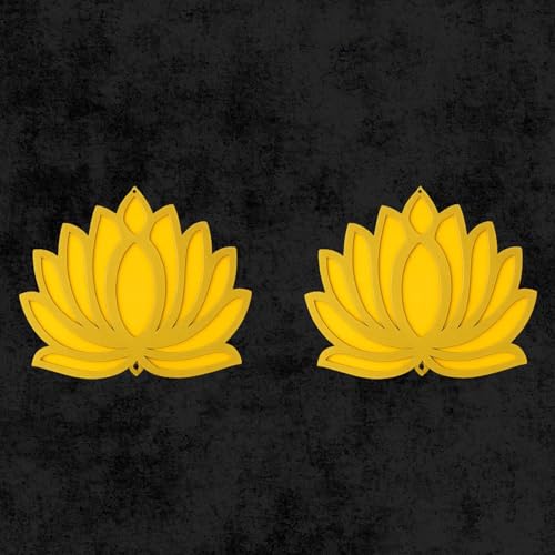 Image of ARLICORPING Wooden Lotus Wall Hanging for Festive Decoration - Diwali, Ganpati, Pooja Room, Mandir, Living Room, Door, Hall, Entrance, Spiritual Decor (Lotus - Yellow, Pack of 2)