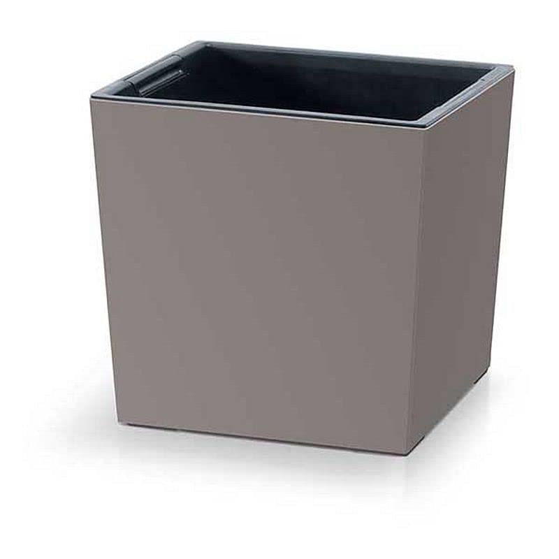 Macetero 2 en 1 con Maceta Interior para Plantas, Maceta de plástico, Cuadrado, 24 cm x 24 cm x 23,5 cm (Moca)