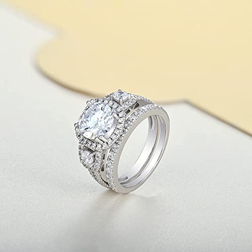 Starchenie Engagement Wedding Ring Set For Women 925 Sterling Silver Round White AAA Cz Size 5-104
