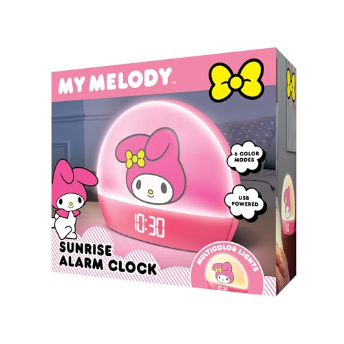 Hello Kitty Sunrise Alarm Clock - Multicolor Lights, USB Charging, LED Display, and Snooze Function