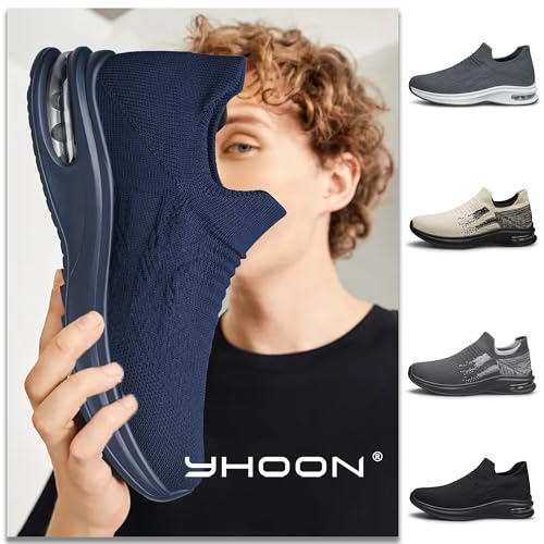 Image of Mens Walking Shoes Slip on Lightweight Running Shoes Workout Athletic Tennis Shoes Gym Sneakers