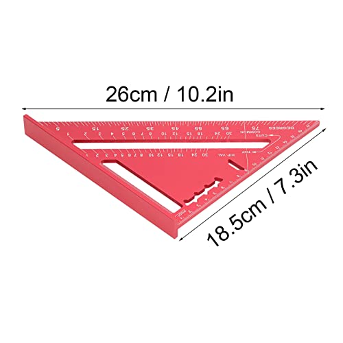Regla triangular de precisión para carpintería y cuadrado carpintero de aleación de aluminio 8