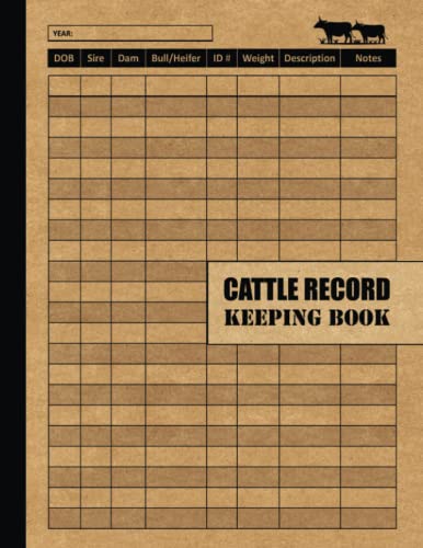 Cattle Record Keeping Cow Calf Log Book: Breeding and Beef Calving Book Production, Kattle Record Keeping Book, Farm, Beef Calving Log, Calves ... Breeding - Book Sized 8.5
