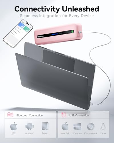 Phomemo Portable Printer, M832 Portable Printers Wireless for Travel, Wireless Thermal Inkless Printer for Office, Home, Compatible with Phone & Laptop