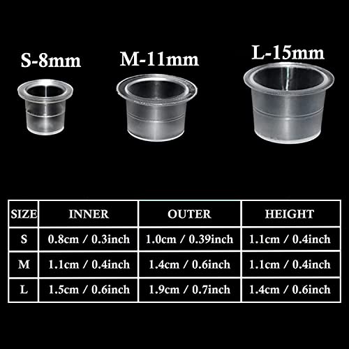 Tattoo Ink Caps, Urknall 300pcs Ink Cups Pigment Caps Disposable Cups for Tattooing Mixed Szie 100pcs #S 100pcs #M 100pcs #L for Tattoo Ink Supplies