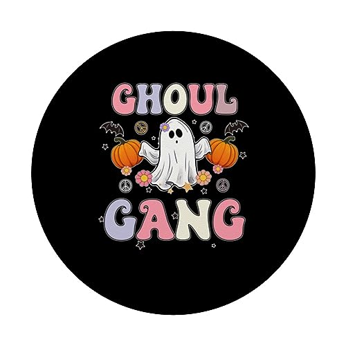 Ghoul Gang Spooky Halloween Creepy Ghostly Design PopSockets Swappable PopGrip, Black - Image 3
