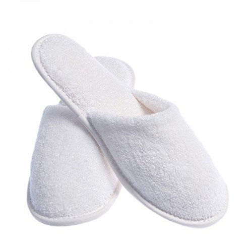 Desineo Lot de 20 Paires de Chaussons fermés Pantoufle éponge jetables Blancs pour Thalasso, hôtel, Spa, Piscine Cover