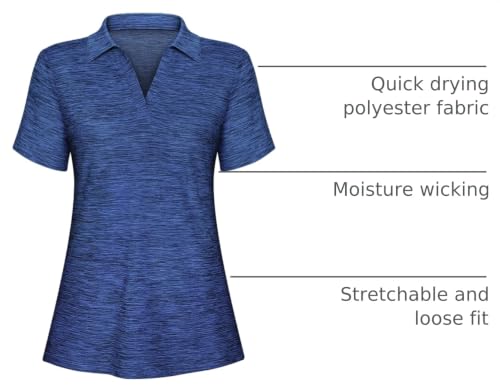 Image of Cucuchy Womens V Neck Golf Polo Shirts Moisture Wicking Sports Workout Tops