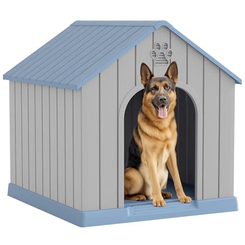 Fancyango Large Dog House Outdoor Indoor for Medium Large Dogs, Durable Plastic Waterproof Doghouse...