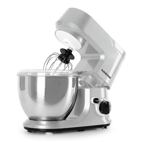 Klarstein Carina Argentea robot de cocina (recipiente de acero inoxidable de 4 litros, 3 accesorios para batir y amasar) - plateado