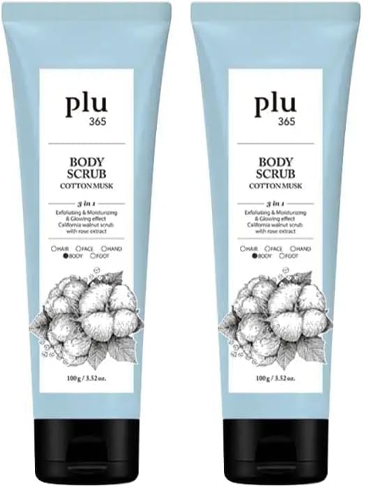 Plu 365 Body Scrub Cotton Musk 100 gr Pamuk Çiçekli Vücut Peelingi (2 paketi)
