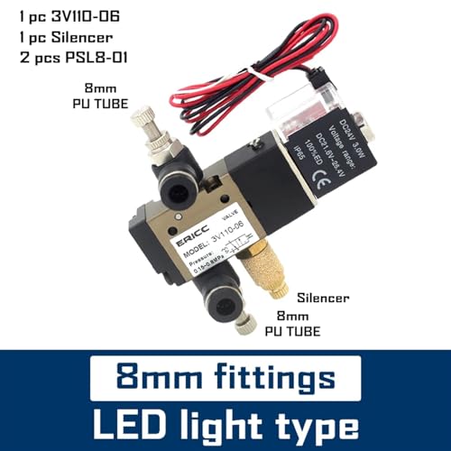 Électrovanne 3V110-06-NO DC12V normalement ouverte avec raccords 8mm