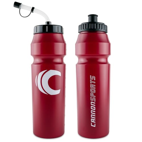 Image of Cannon Sports 1 Liter Sports Water Bottle, BPA-Free, 34 Oz Capacity, Large Mouth, 2 lids (Straw and Squeeze), Great For Helmet Sports Such As Hockey, Lacrosse, Football, Boxing (Burgundy)