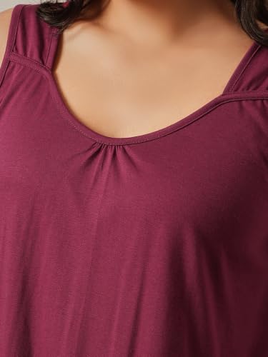 Image of Clovia Sleeveless Long Nighty for Women with Side Slits