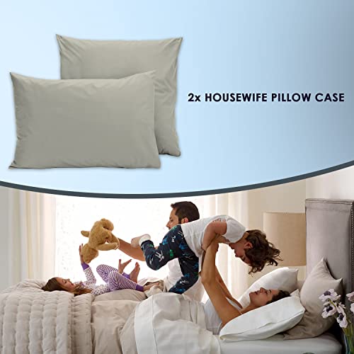 Pizuna Luxurious Cotton Housewife Pillowcases 2 Pack Silver 48x74cm - Image 4