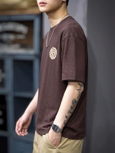 Image of SMOWKLY Men's T Shirt | Round Neck Half Sleeve Casual T Shirt for Men | Regular Fit Solid Graphic Tee | Breathable Summer Tees | Stylish Comfortable Streetwear Fashion for Men