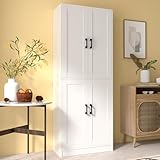 DIYART White Kitchen Pantry Cabinet, 71' Tall Kitchen Pantry Storage Cabinet with Doors, Kitchen Pantry Hutch with Storage for Kitchen, Dining Room