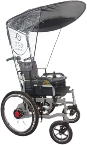 電動車椅子用サンシェードカバー、ユニバーサル傘キャノピーオーニングサンシェードレインカバー、UV耐性保護、傘、椅子クランプ、車椅子折りたたみケープキャノピー