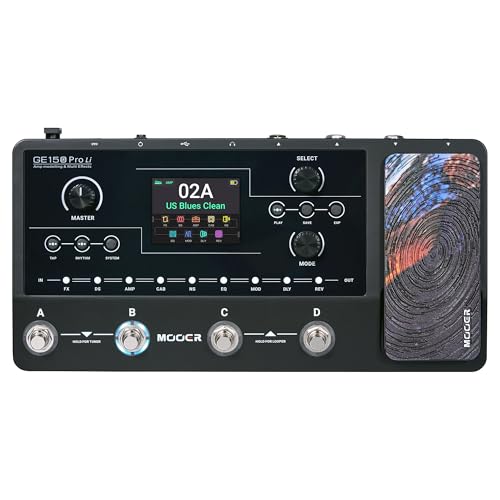 MOOER GE150 Pro Li Black Guitar Amp Modeler & Multi-Effects 9H Battery Powered 200 Presets & 170 Effects NAM & MNRS Support 55 Amp Models 26 Cab Sims 20 IR Slots OTG Recording 4-Footswitch