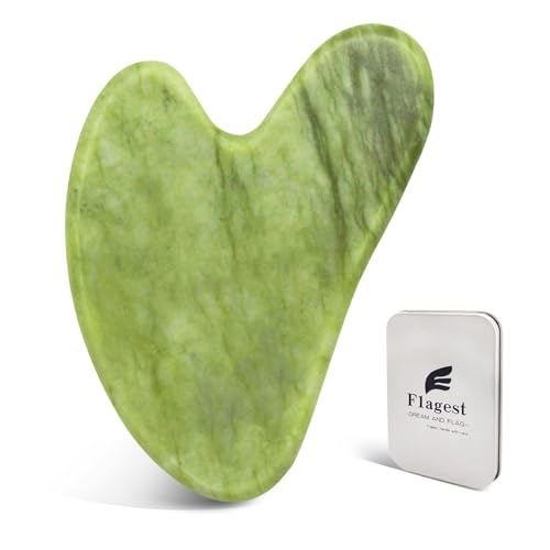 Flagest Gua Sha Herramientas faciales, piedra de jade para el cuidado de la piel, piedra masajeadora para raspar y spa, masaje de puntos gatillo en la comodidad facial (jade)