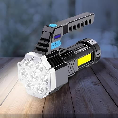 Image of Oblivion 7-in-1 Rechargeable LED Torch Light - High-Power, 100m Beam Range Flashlight with Multi-Mode Brightness, USB COB Side Light, Waterproof Emergency Lantern for Outdoor, Camping, Hiking, Travel