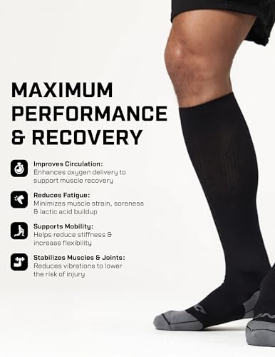 Image of DFND Unisex Hybrid Ax /Rx Over the Calf Compression Socks (1 Pair) - Injury Relief, Recovery - Made in USA