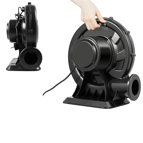 Soplador para castillo hinchable de 370 W, alta presión, 340 m³/h y 1250 Pa, IP44 con estacas y cable (80 dB silencioso) para toboganes acuáticos y decoraciones navideñas