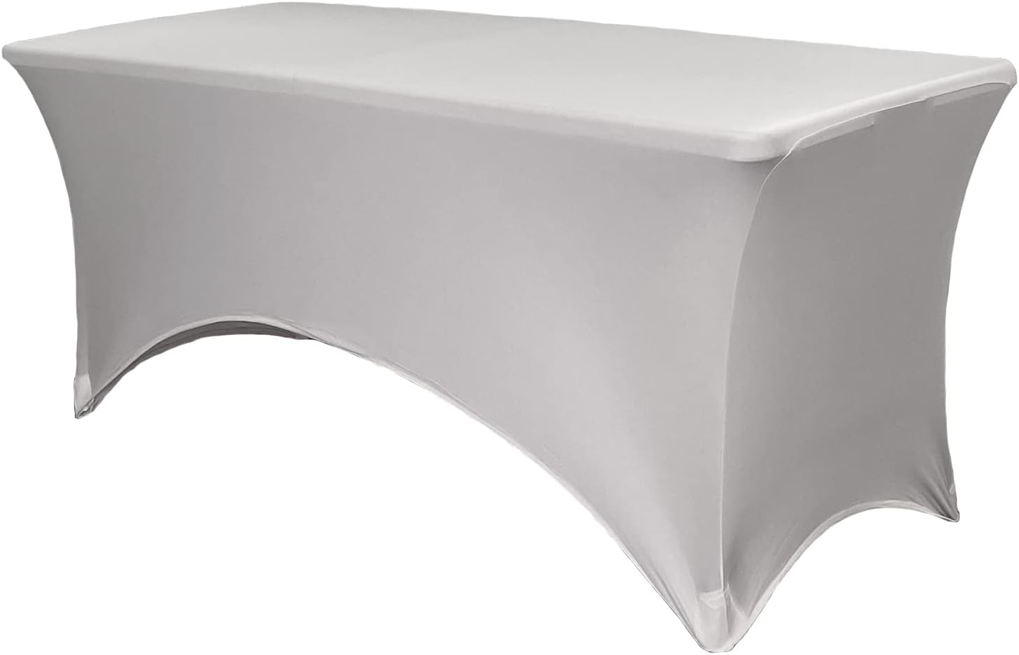 Silver Stretch Spandex Rectangular Table Cover for 6 ft Table