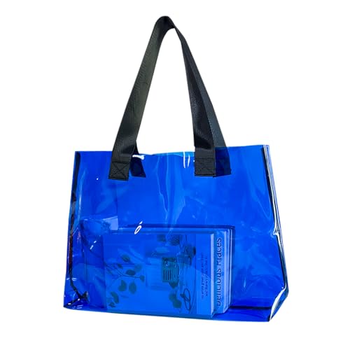 Image of Clear Large Tote Bag - Versatile, Waterproof, Stain Resistant, Transparent Shoulder Tote Bag for Work