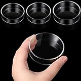Patelai 3 Pieces Aquarium Shrimp Feeding Dish Clear Glass Fish Tank Feeding Bowl Food Bowl Freshwater Tray Feeder, 60mm, 65mm, 80mm