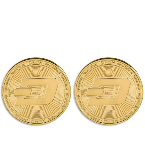 YaaNBit 2PCs Gold Plated Dash Coin | Perfect Novelty Gift or Souvenir for Blockchain Enthusiasts