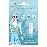 Olaismln Double Sided Tape for Fashion Clothes and Body, 50 Strips Fabric Tape for Women All Skin Tones, Sweatproof Clothing Tape for Securing Necklines, Dress, Scarves, Straps