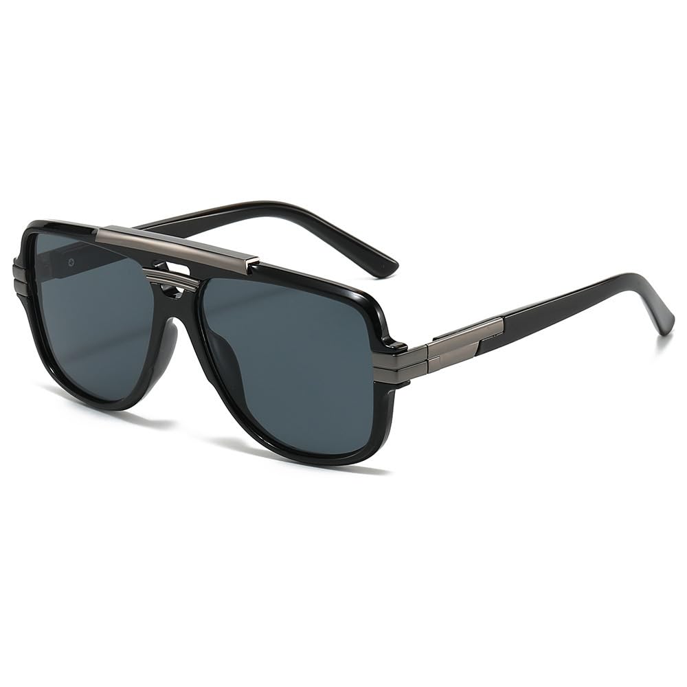 Full Rim Square Sunglasses for Men, Medium Frame, Tinted Lens, Metal Frame, Fashion Eyewear for Daily Wear, Travel and Outdoor Style-image-47