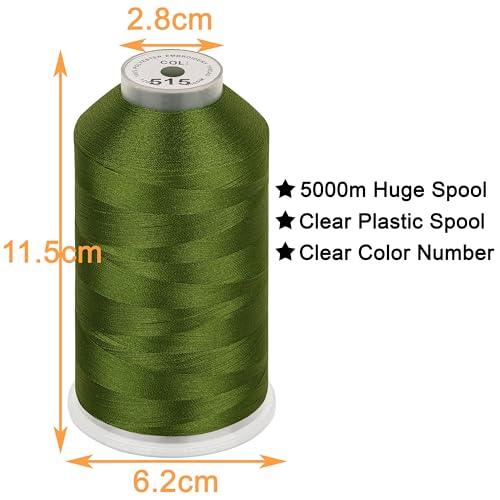 Image of New brothread - Single Huge Spool 5000M Each Polyester Embroidery Machine Thread 40WT for Commercial and Domestic Machines - Moss Green