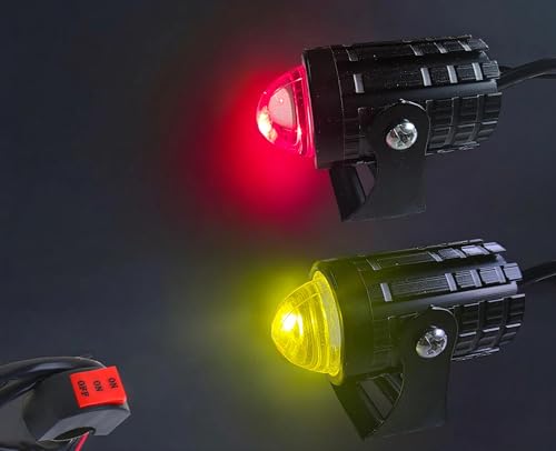 Image of LIU HJG Original Mini Driving Fog Light Imported LED 30W 12V-80 Volts Universal For All Motorcycle, Scooties, Car, Projector Light Red devil, White And Yellow (Pack Of 2, Switch)