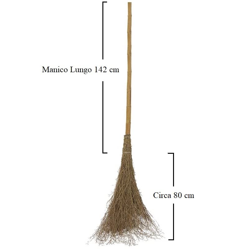 Virsus Scopa in legno di Bamboo, con manico lungo 142 cm, 18 rami, setole naturali, per pulizia giardino, strade, operatori ecologici -1031