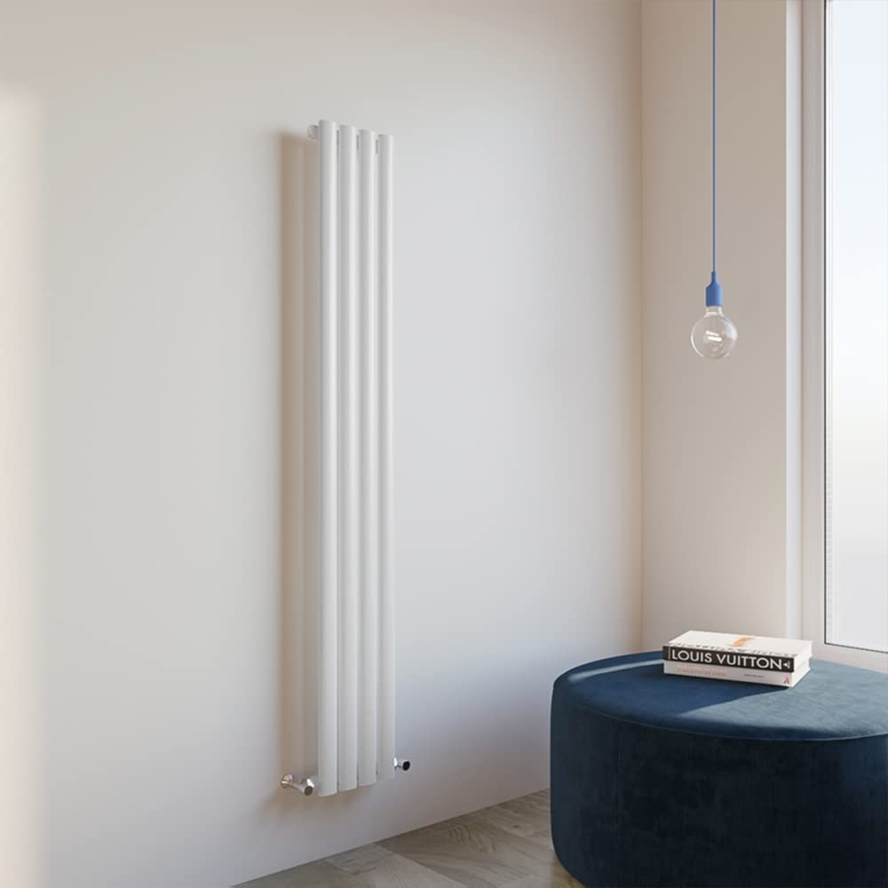 Oval Column Radiator 1600x236mm Vertical Design Single Central Heating White Rad