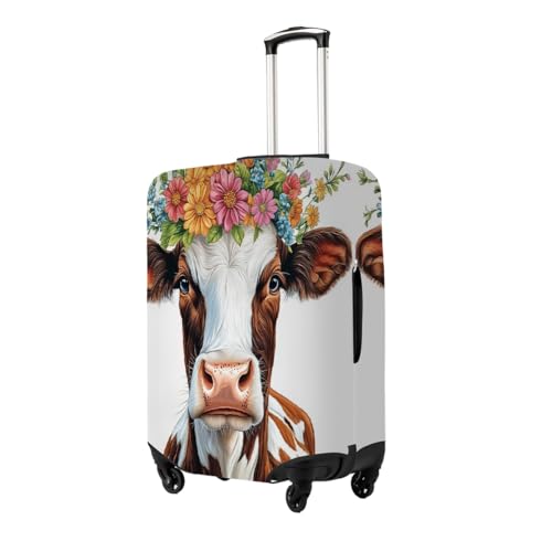 Cow Colorful Flower Stretchable Luggage Covers for Suitcase TSA Approved, Dust Proof and Scratch Resistant Travel Luggage Protector for Carry On (25-28 in)2