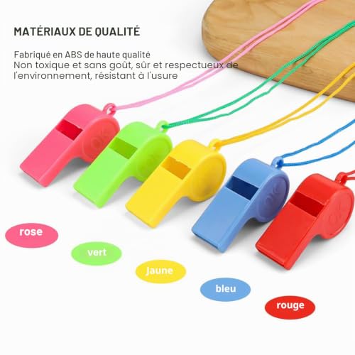 ZIJANG 96 Pièces Sifflets d'Arbitre Colorés avec Cordon – vue 3