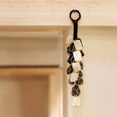 Image of Black Tourmaline /Selenite Rough Chunks Vaastu Door Hanging for Protection from Negative Energy & Evil Eyes (Black & White)