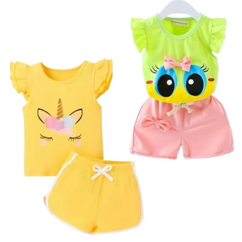 Image of 4YOU DRESSES Beautiful Cotton Blend Fabric Top and Shorts For Girls(Pack Of 2)