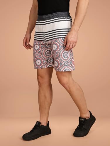 Image of BULLMER Regular Fit Cotton Blend Summer Shorts for Men - Pack of 1 | Printed Shorts for Men Onion